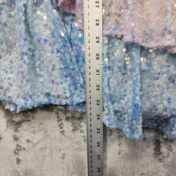 MABLE Dress Womens L Multicolor Mariam Sequin Tiered Ruffled Mini Party Sparkle - Picture 9 of 10